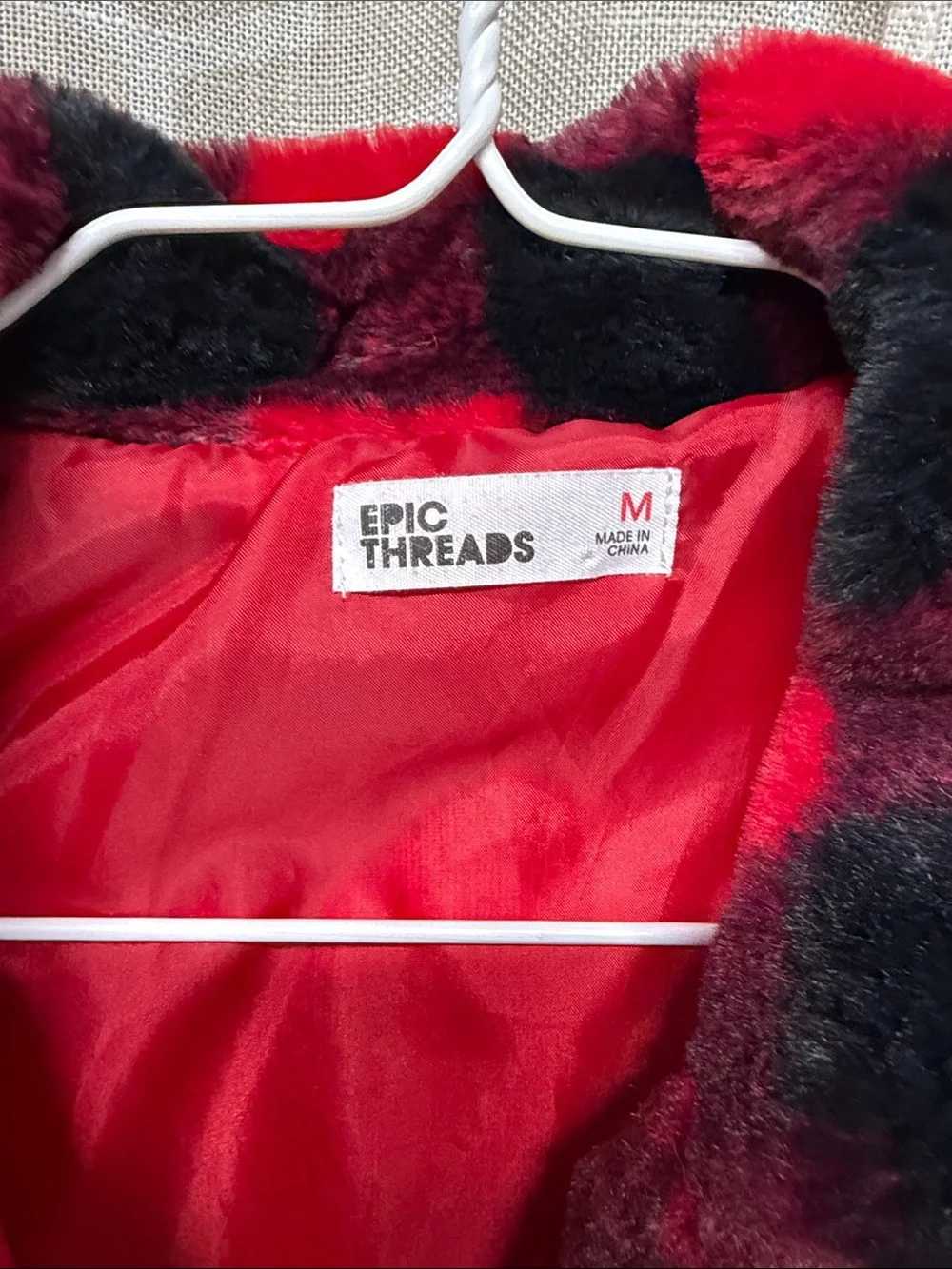 Epic threads Red & Black Buffalo Plaid Fuzzy Button Jacket girls sz M